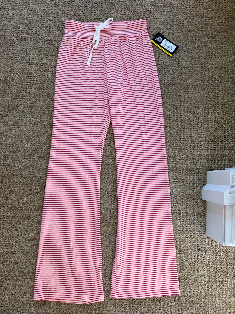 NEW Striped red  & White Lounge Pants with Drawstring